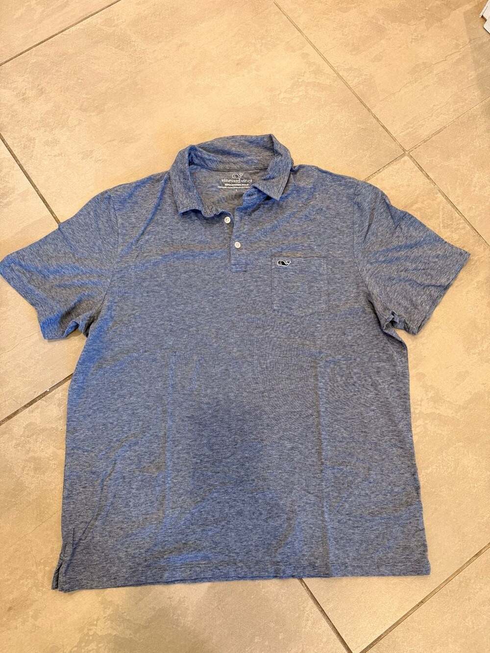 Vineyard Vines Edgartown Polo Shirt Blue Heathered Size L